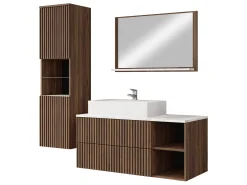 Badeværelsessæt Nauta I (Valnød + Hvid marmor)