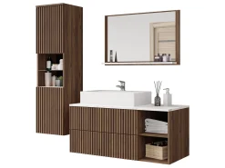 Badeværelsessæt Nauta I (Valnød + Hvid marmor)