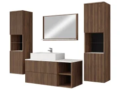 Badeværelsessæt Nauta II (Valnød + Hvid marmor)