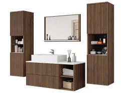 Badeværelsessæt Nauta II (Valnød + Hvid marmor)