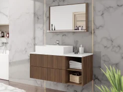 Badeværelsessæt Nauta (Valnød + Hvid marmor)