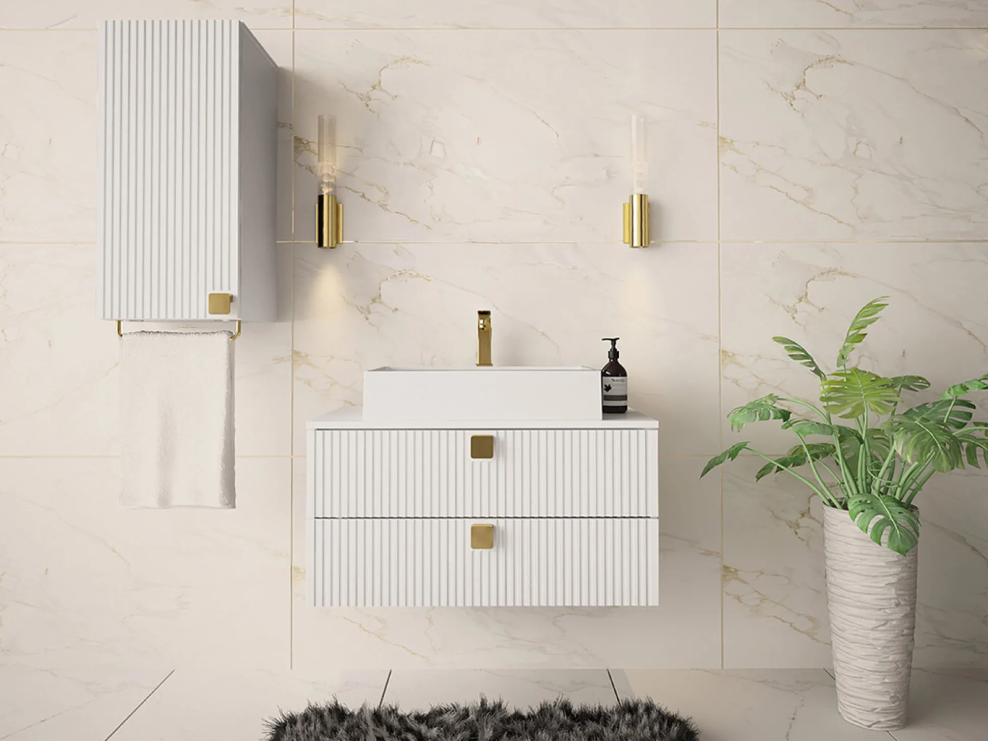 Badeværelsessæt Panium I (Hvid)