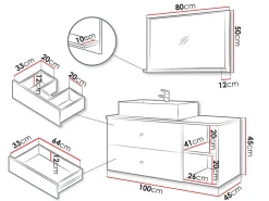 Badeværelsessæt Salus I (Sort + Sort marmor)