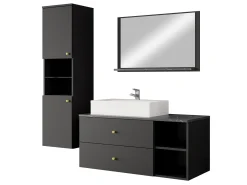 Badeværelsessæt Salus II (Sort + Sort marmor)