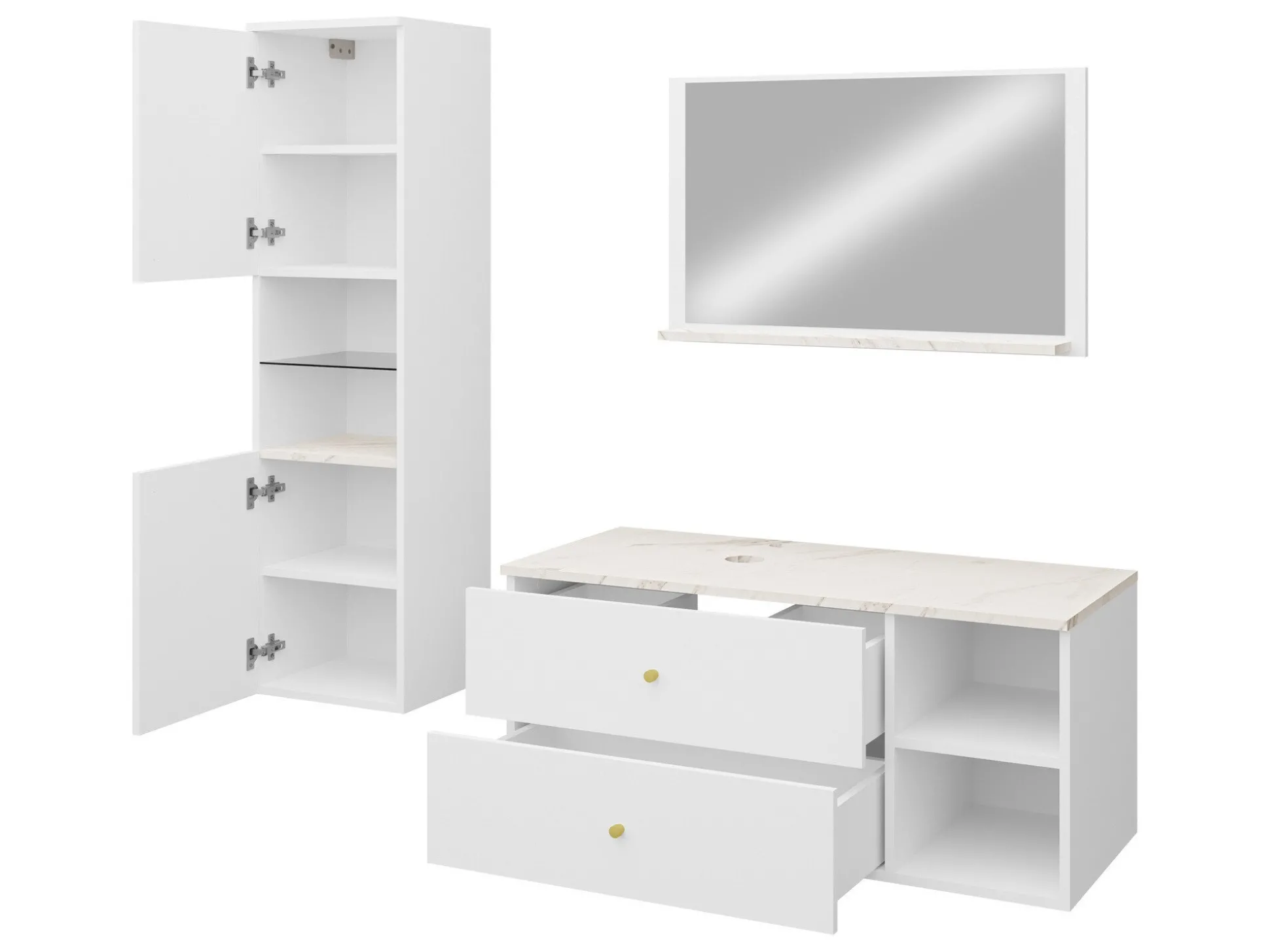 Badeværelsessæt Salus II (Sort + Sort marmor)