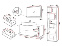 Badeværelsessæt Salus II (Sort + Sort marmor)
