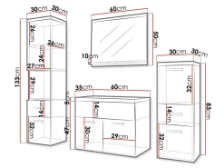 Badeværelsessæt Sarasota 109 (Hvid + Glansfuld hvid)