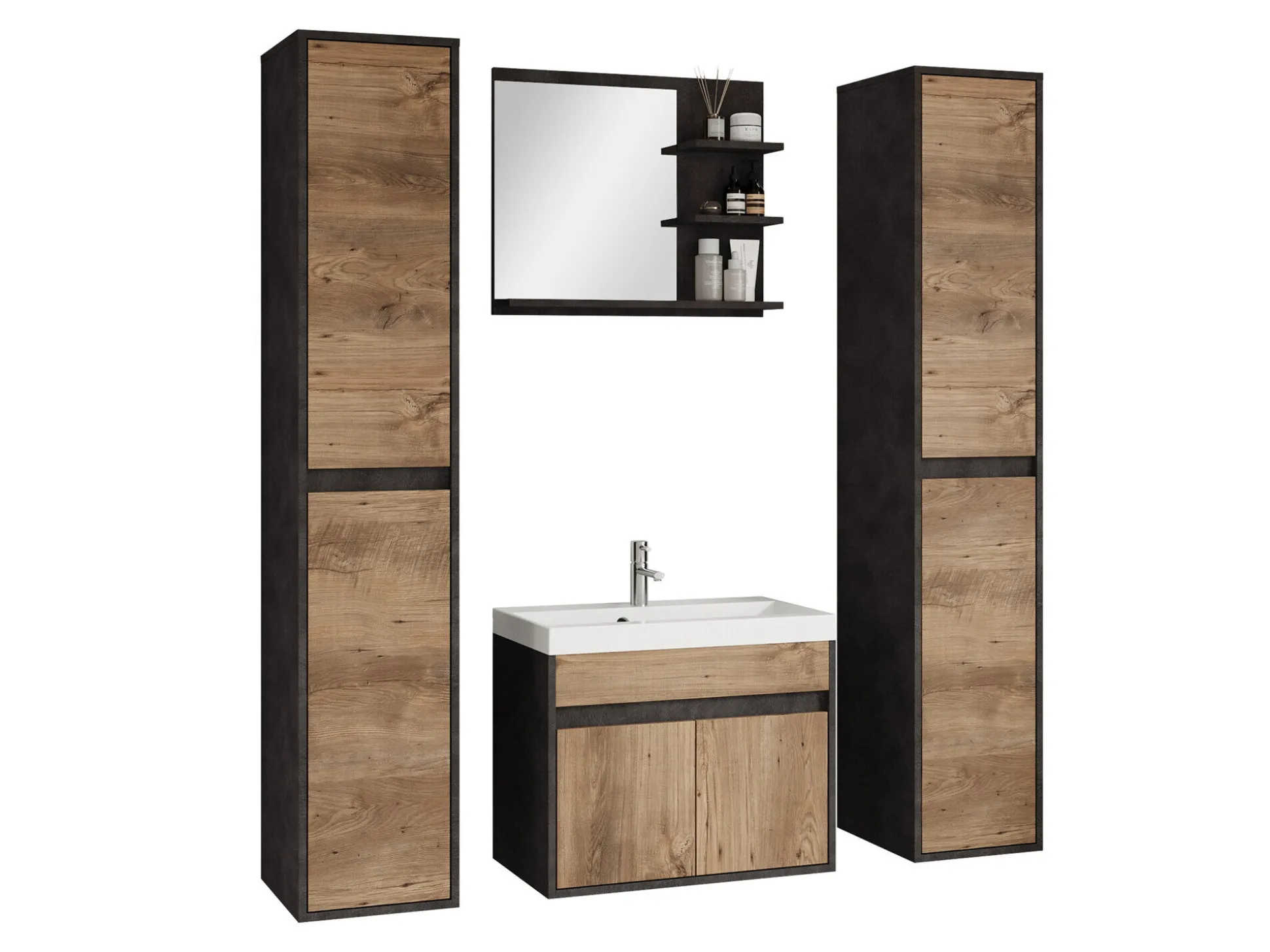 Badeværelsessæt Sarasota 169 (Matera grå + Kastanje)