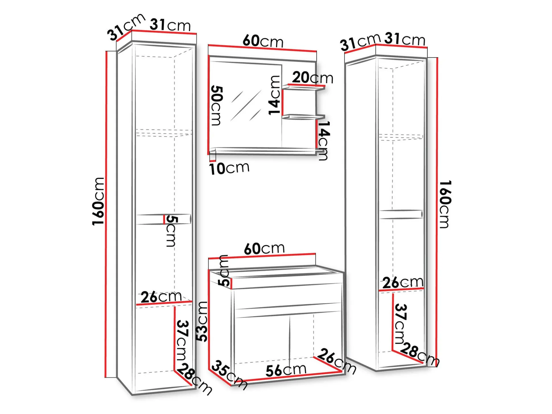 Badeværelsessæt Sarasota 169 (Matera grå + Kastanje)
