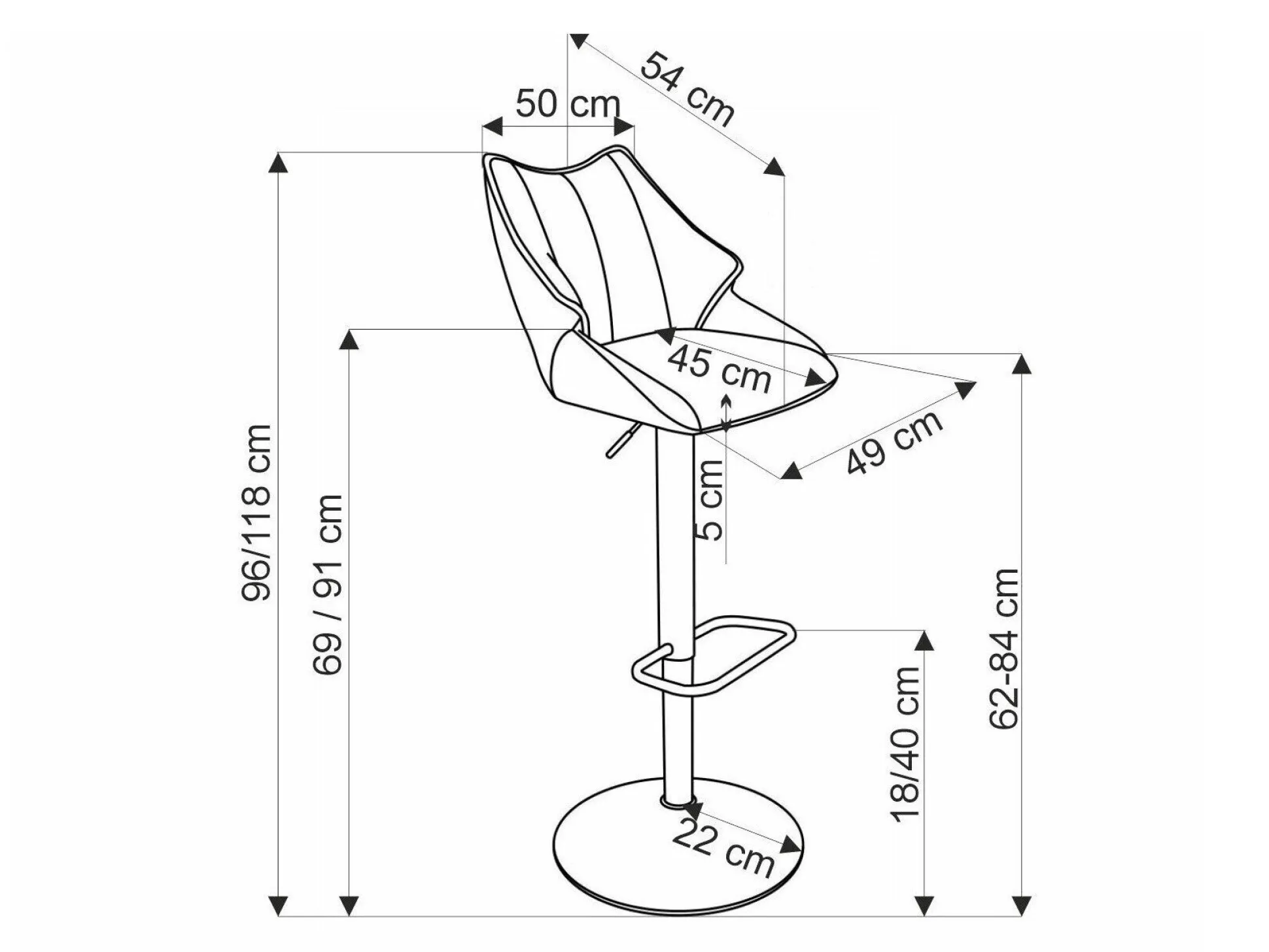 Barstol Houston 1843 (Grå)