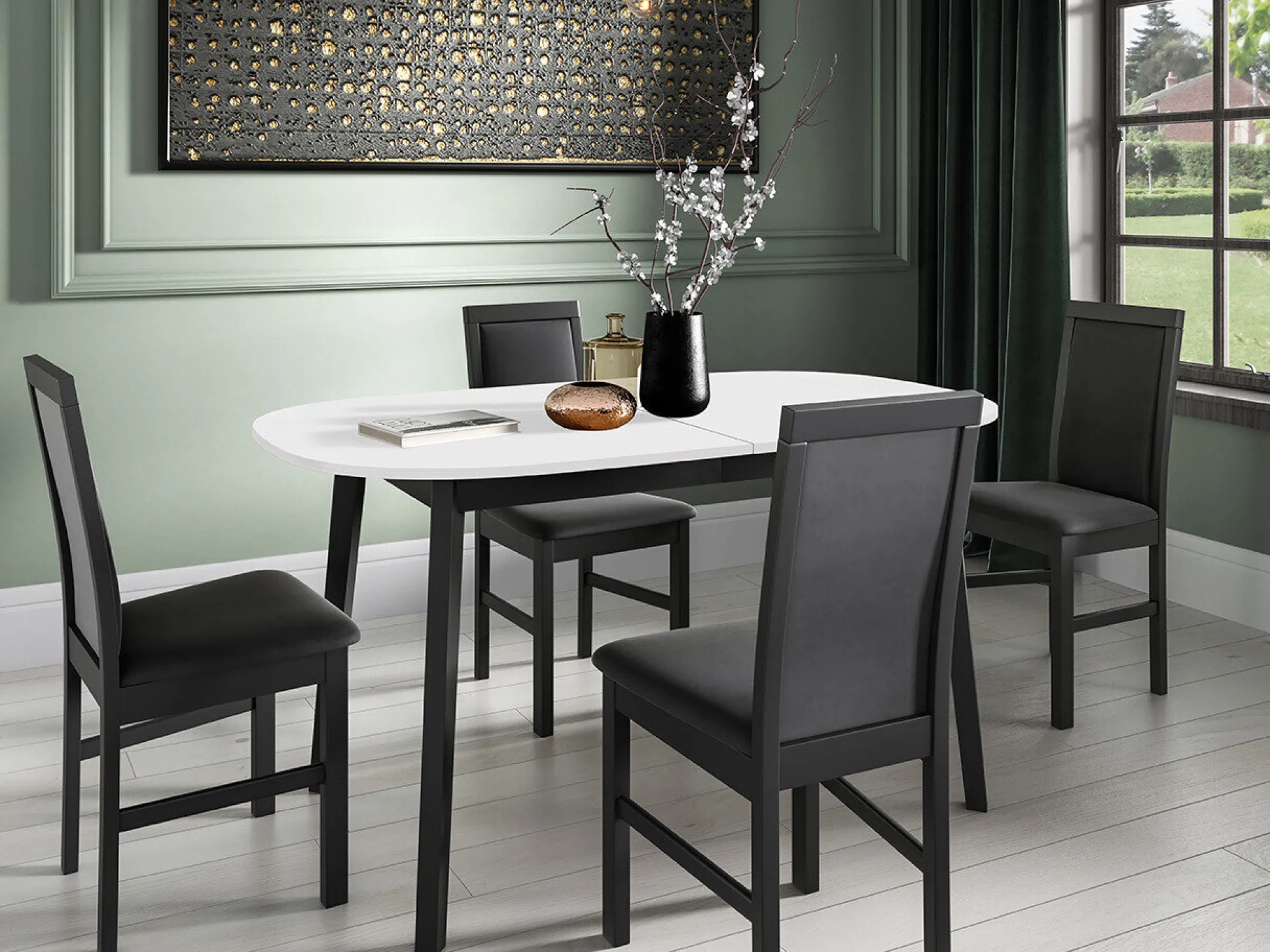 Bord Edmond 114 (Hvid + Sort)