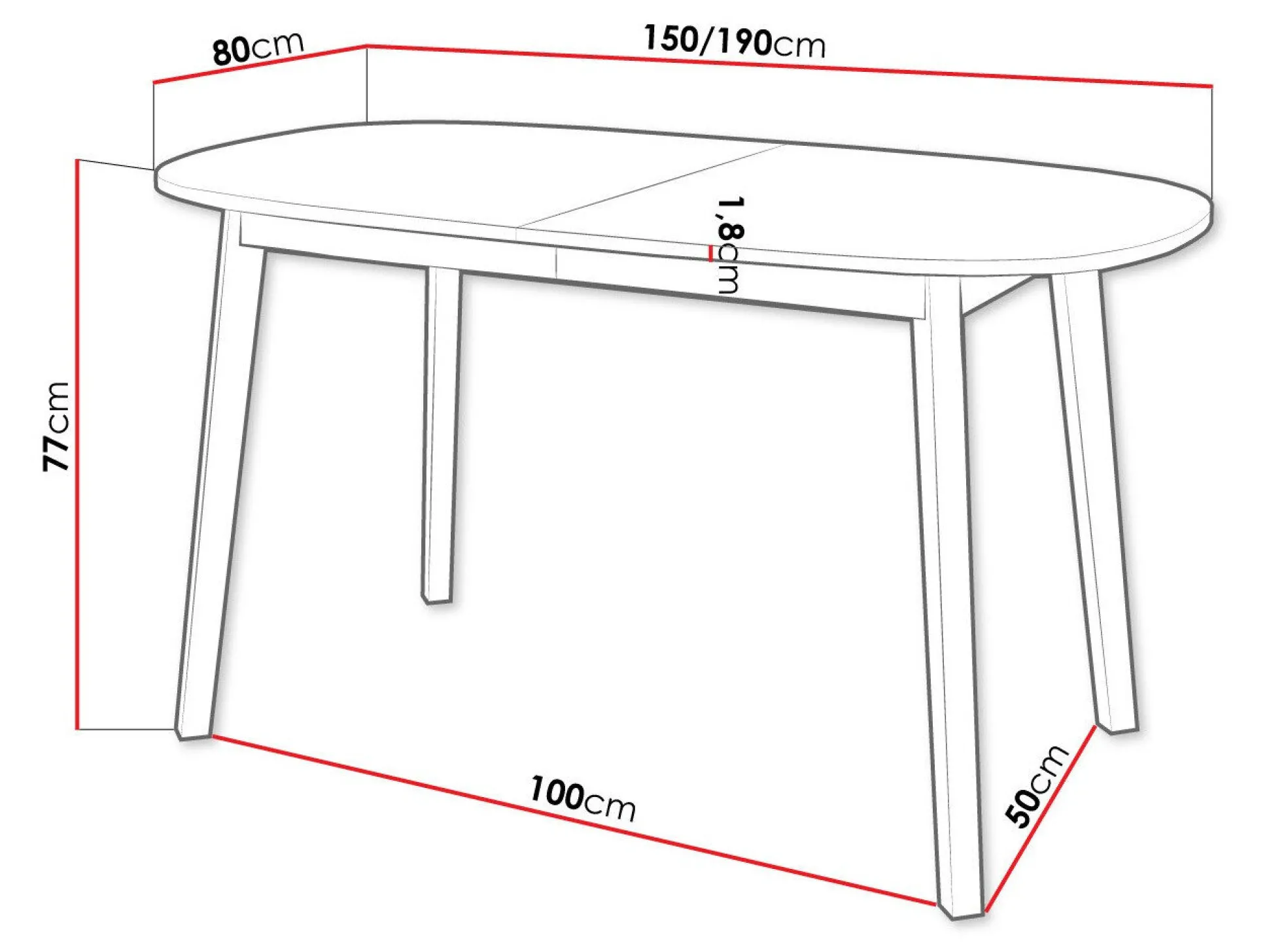 Bord Edmond 114 (Hvid + Sort)