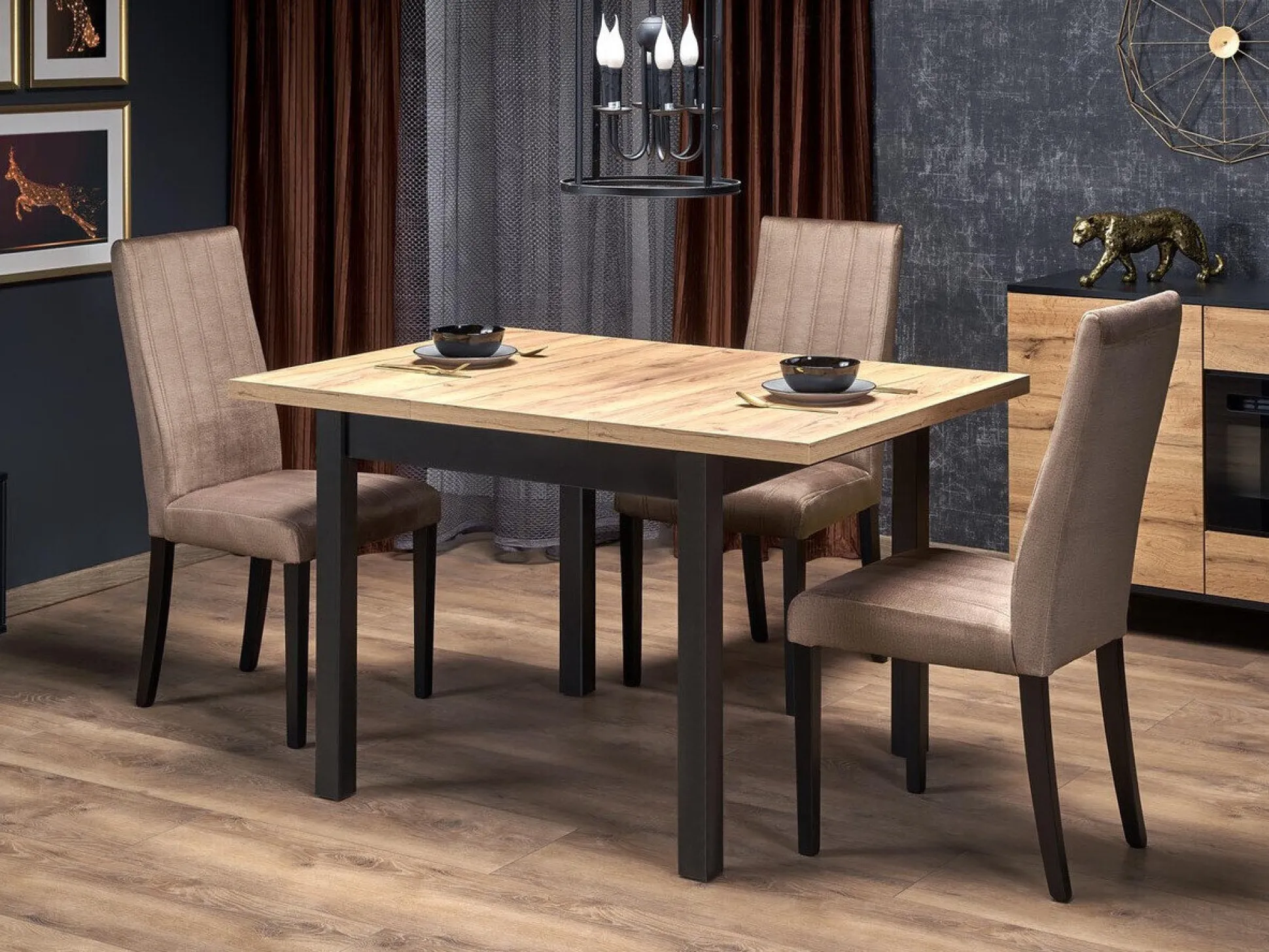 Bord Houston 1562 (Sort + Craft egetræ)