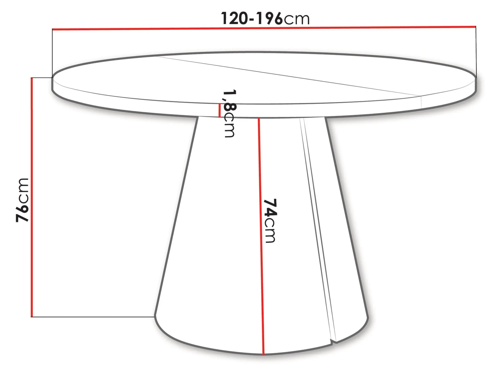 Bord Oswego 168 (Hvid)