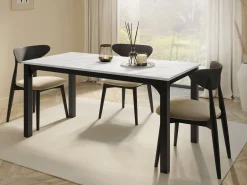 Bord Oswego 137 (Hvid marmor + Sort)