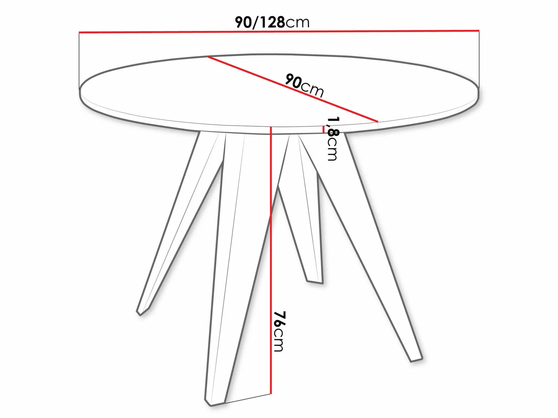 Bord Oswego 114 (Sort + Hvid)