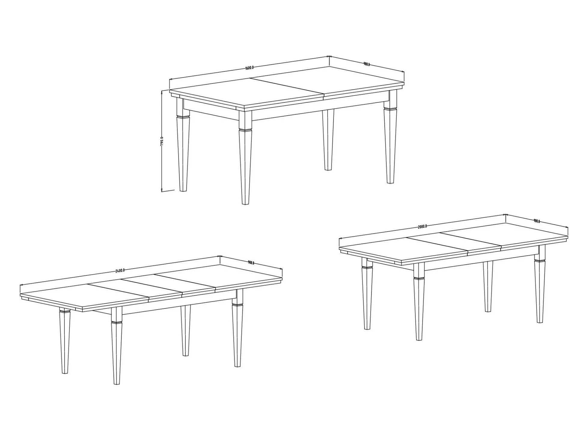 Bord Tolnue 107 (Mørkegrøn + Lefkas eg)