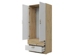 Børneværelsessæt Balvire 114 (Lys eg + Hvid + Lyserød)