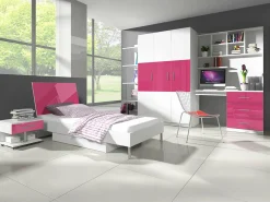 Børneværelsessæt Campus (Glansfuld hvid + Glossy pink)