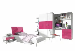 Børneværelsessæt Campus (Glansfuld hvid + Glossy pink)