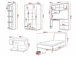Børneværelsessæt Campus (Glansfuld hvid + Glossy pink)