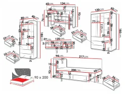 Børneværelsessæt Domcali 116 (Grå + Egetræ)