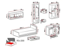 Børneværelsessæt Merevari 108 (Hvid + Glansfuld hvid + Grå)