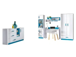 Børneværelsessæt Sorviru 107 (Hvid + Turkis)