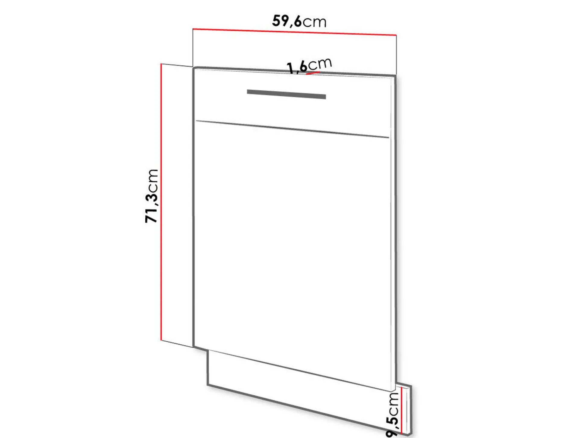 Dør til opvaskemaskine Wood White 107