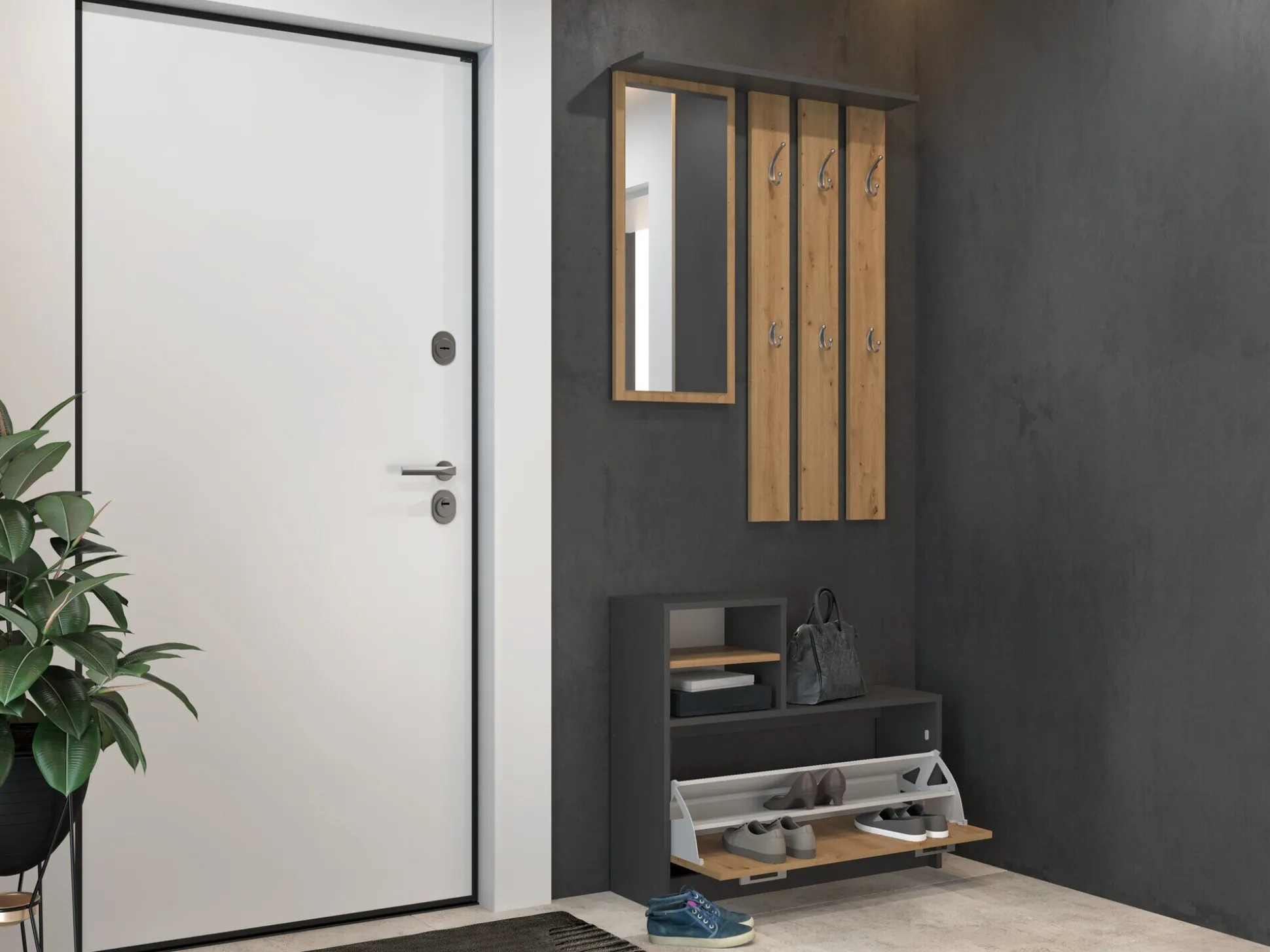 Entrésæt Mandeville 144 (Artisan eg + Antracit)