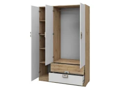 Garderobeskab Balvire 104 (Lys eg + Hvid + Lyserød)