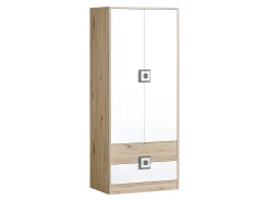 Garderobeskab Balvire 102 (Lys eg + Hvid + Grå)