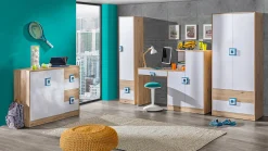 Garderobeskab Balvire 102 (Lys eg + Hvid + Grå)