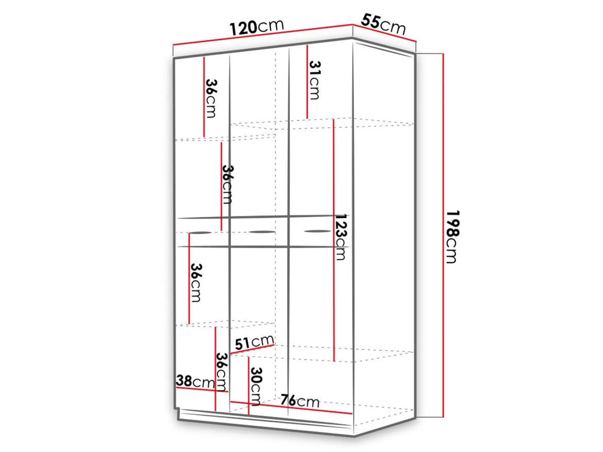 Garderobeskab Campus (Hvid + Glansfuld hvid)