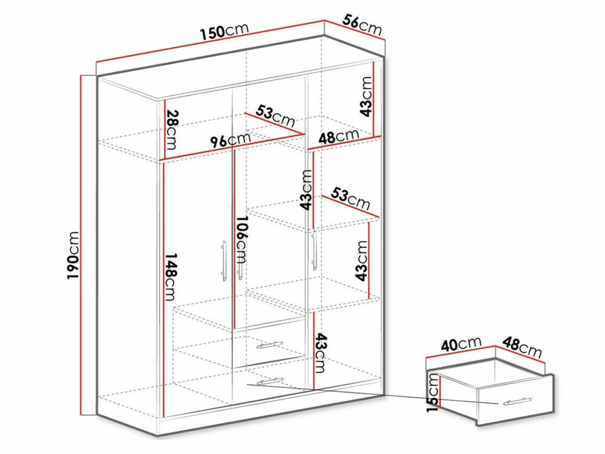 Garderobeskab Cavmero 102 (Antracit)
