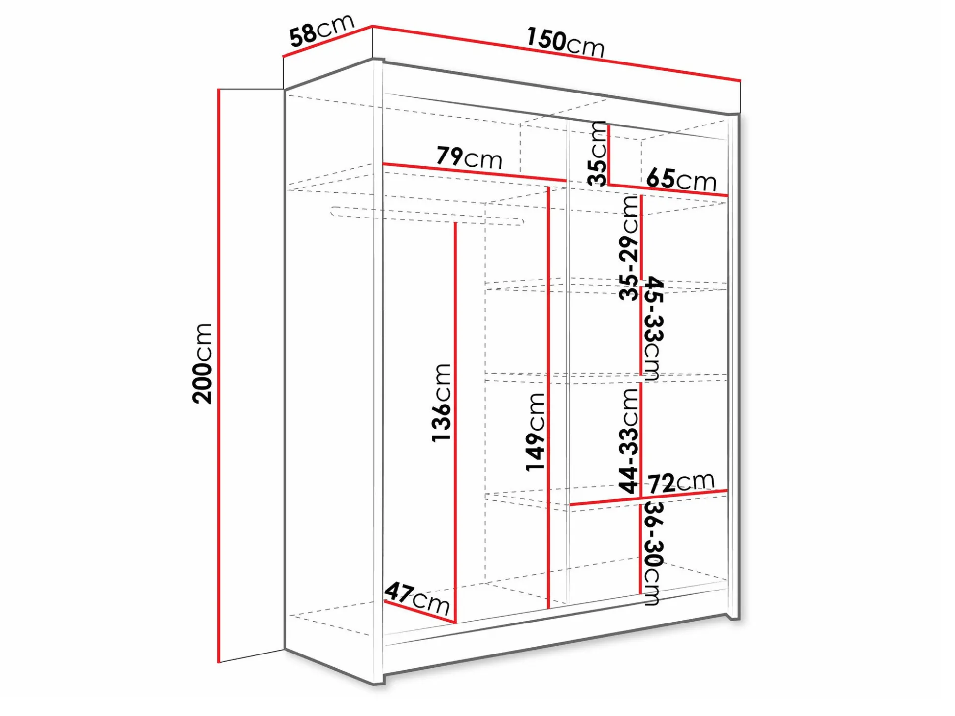 Garderobeskab Closico Camera IV (Sort)