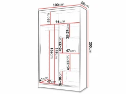 Garderobeskab Closico Fractor III (Hvid + Artisan eg)
