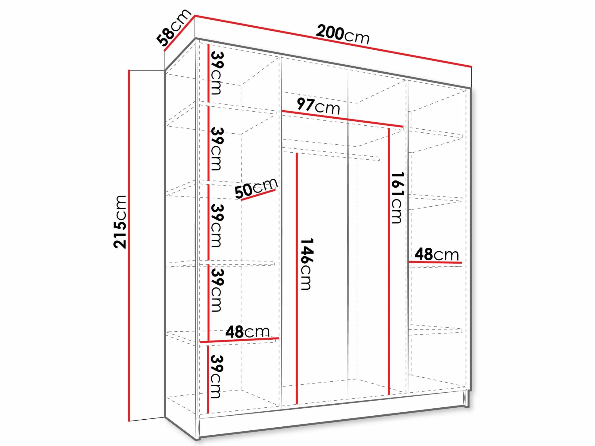 Garderobeskab Closico Navor II (Kashmir + Sort)