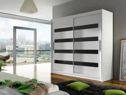 Garderobeskab Closico Pallor XI (Hvid + Blank sort)