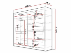 Garderobeskab Closico Pallor XI (Hvid + Blank sort)