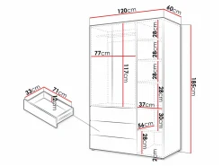 Garderobeskab Domcali 100 (Grå + Egetræ)