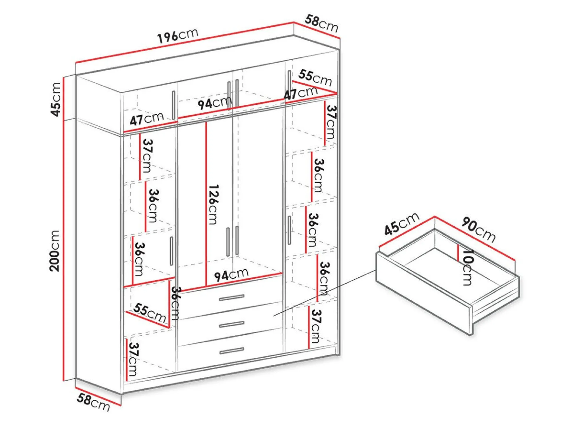 Garderobeskab Dortivu I (Hvid)