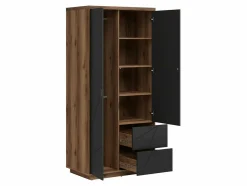 Garderobeskab Fivale 105 (Mørk Delano eg + Sort)