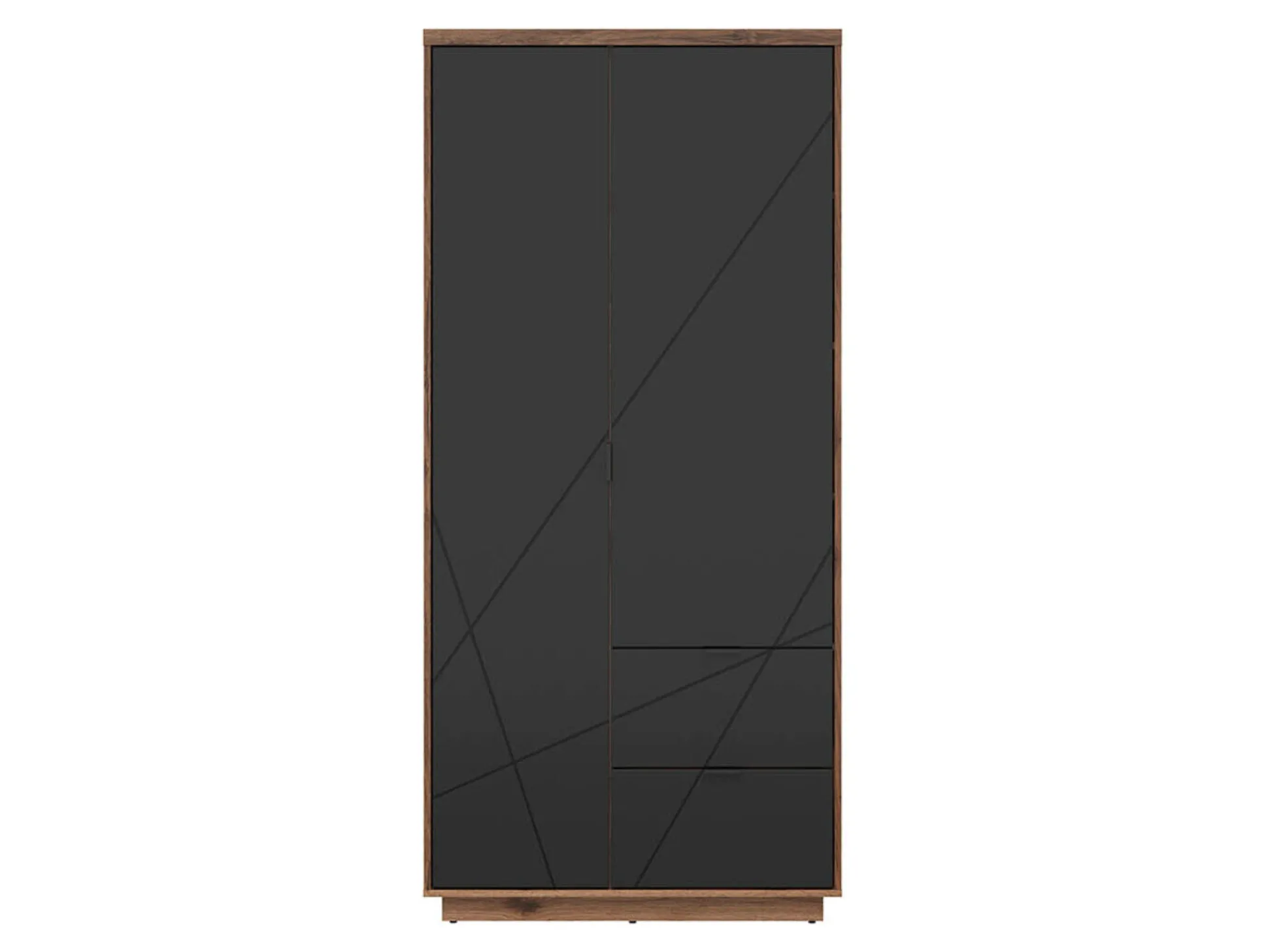 Garderobeskab Fivale 105 (Mørk Delano eg + Sort)