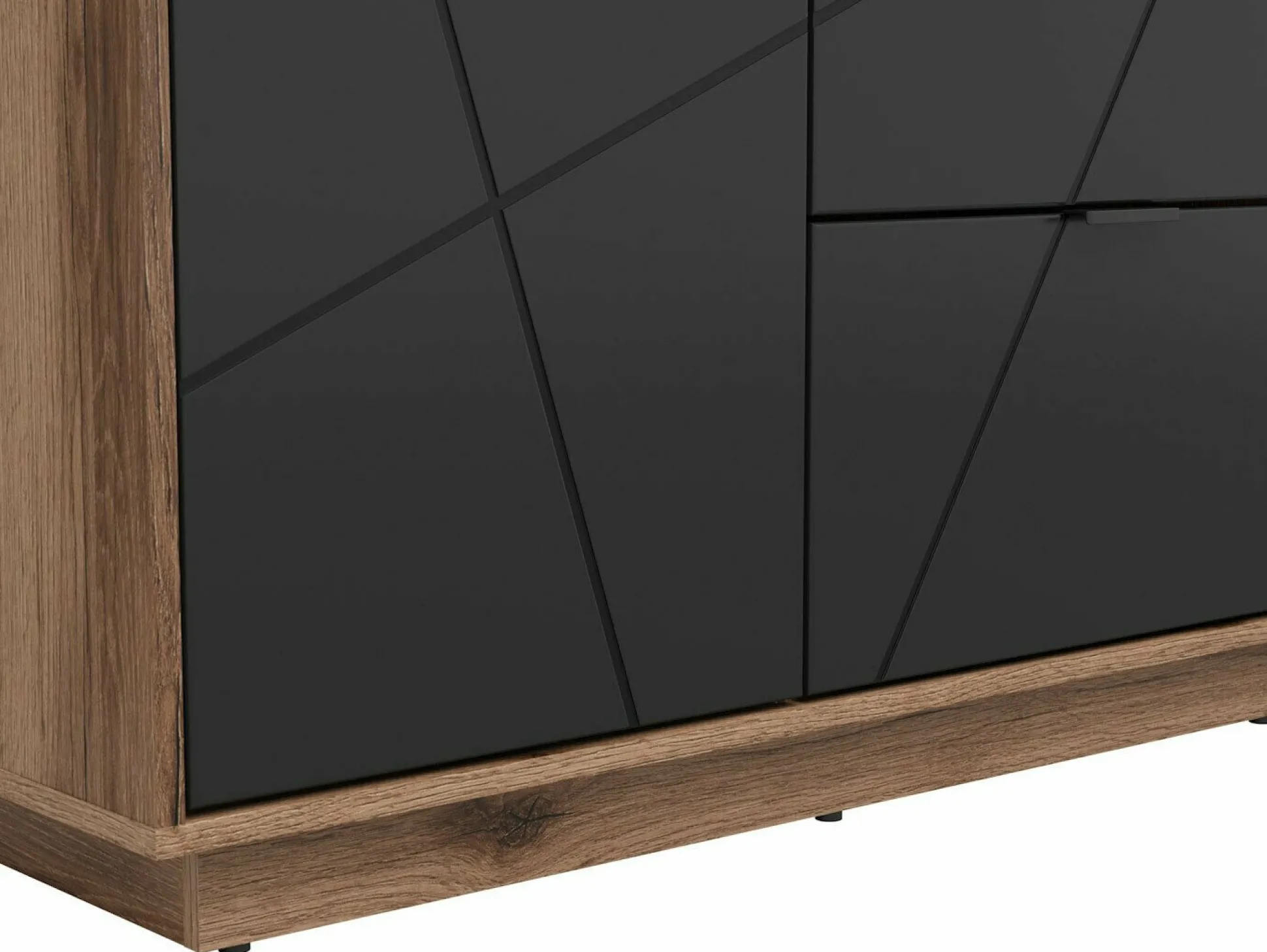 Garderobeskab Fivale 105 (Mørk Delano eg + Sort)