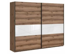 Garderobeskab Fivale 124 (Mørk Delano eg + Glansfuld hvid)