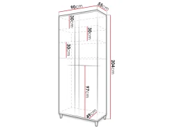 Garderobeskab Florem (Hvid + Glansfuld hvid + Lyst træ)