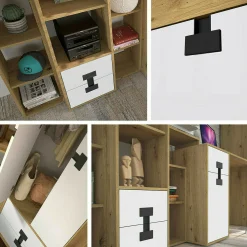 Garderobeskab Florevi 113 (Mat hvid + Artisan eg)