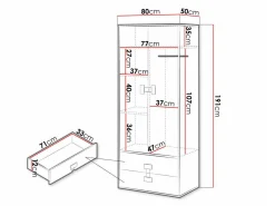 Garderobeskab Florevi 113 (Mat hvid + Artisan eg)