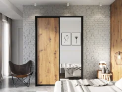 Garderobeskab Fresno 122 (Artisan eg + Sort)